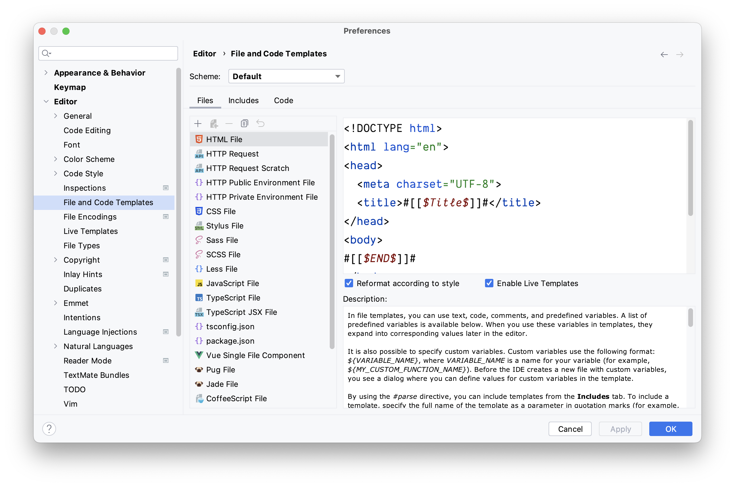 File and Code Templates