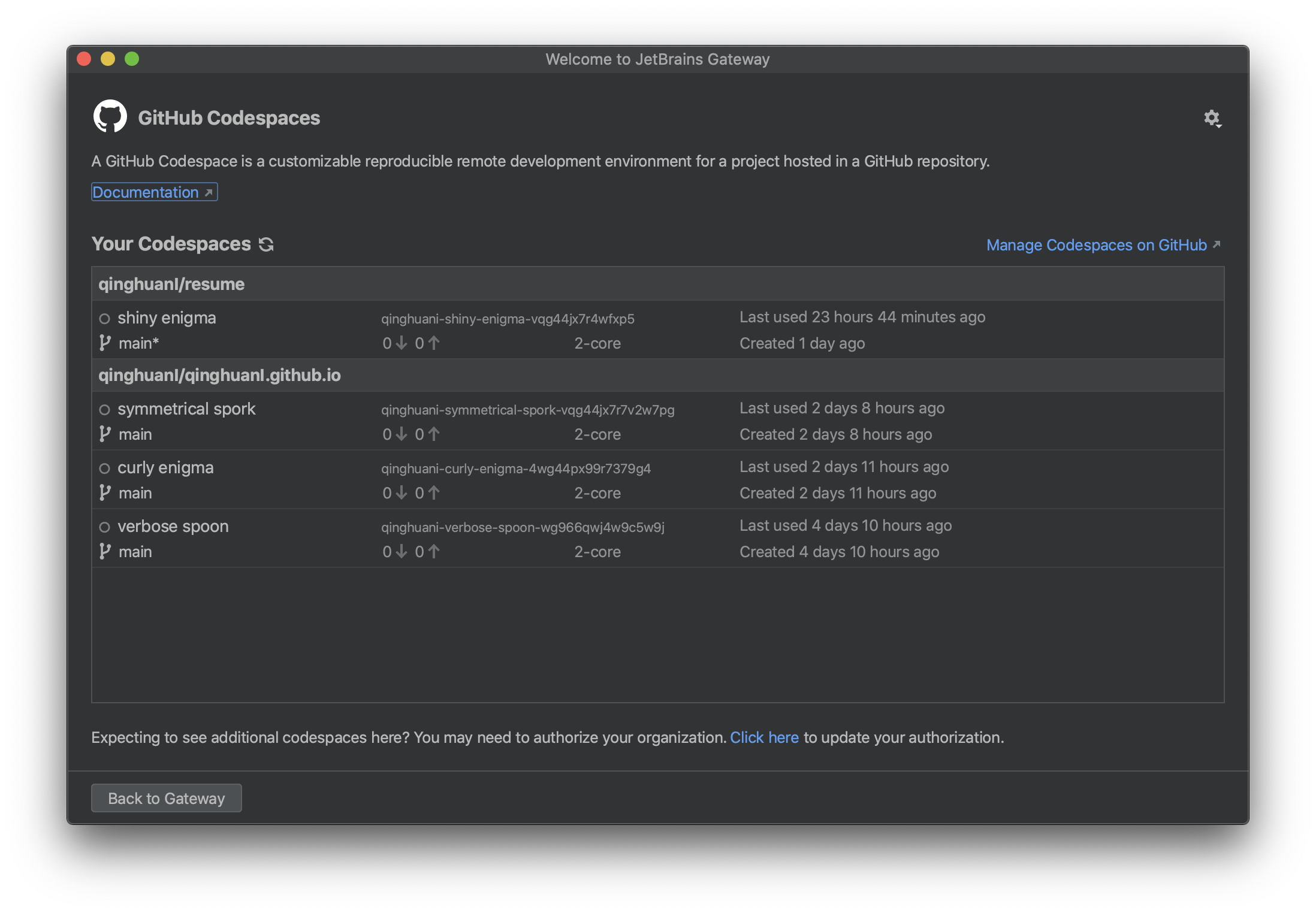 GitHub Codespaces Repo List