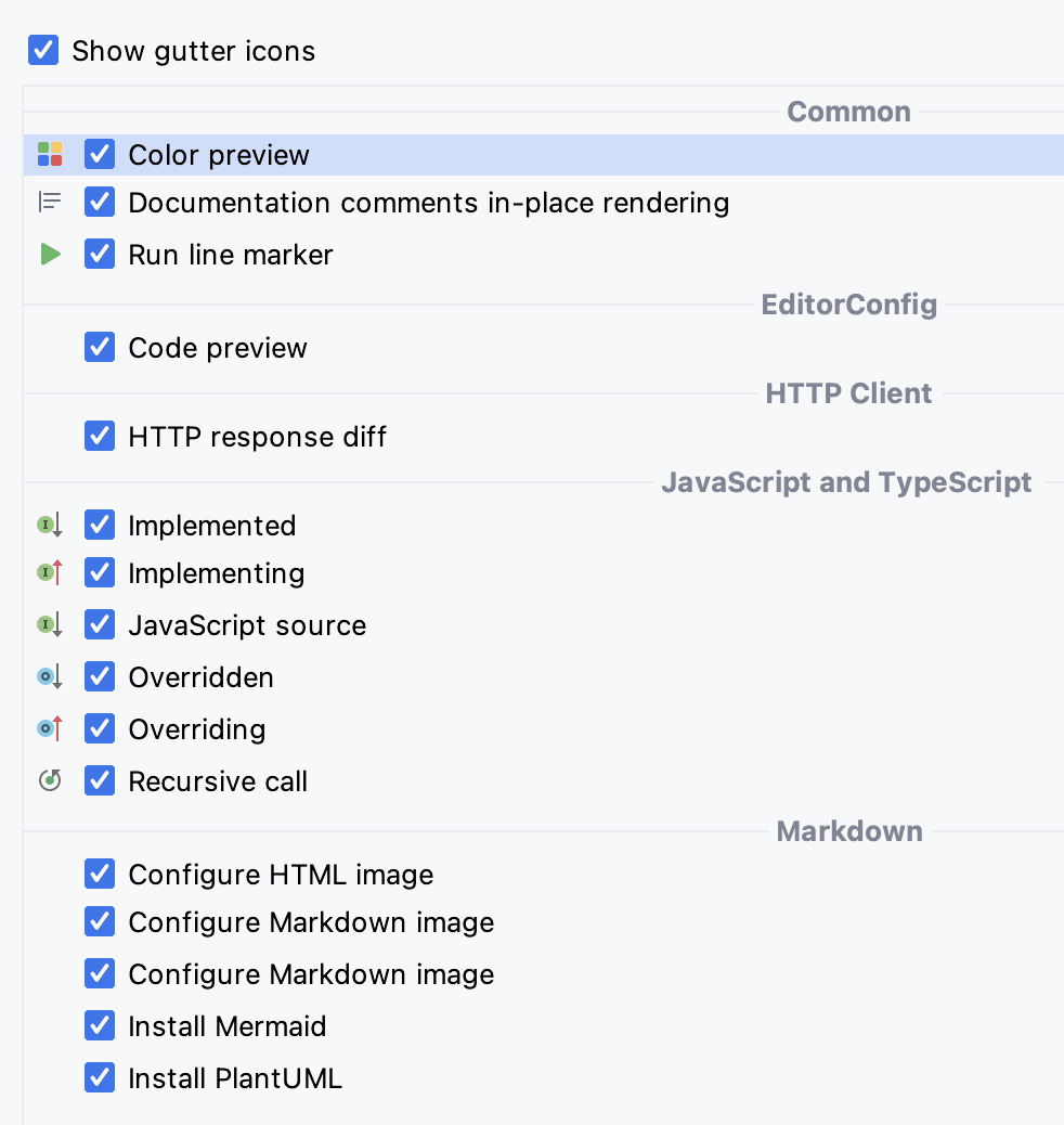 Gutter Icons Configuration